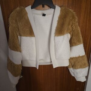 Stylish Tan and White Women's Jacket